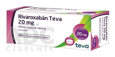 Rivaroxabán Teva 20 mg tablety 98 ks