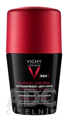 VICHY HOMME DEO CLINCAL CONTROL DETRANSPIRANT 96H proti zápachu roll-on 50 ml