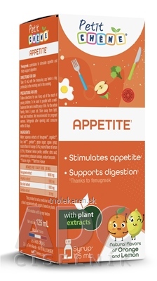 Petit CHENE APPETITE detský sirup, s pomarančovou a citrónovou arómou 1x125 ml