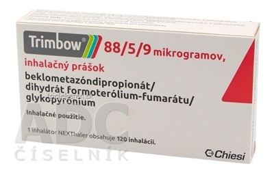 Trimbow 88/5/9 mikrogramov plv inh (inh.Al) 1x120 dávok