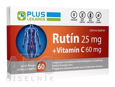 PLUS LEKÁREŇ Rutín 25 mg + Vitamín C 60 mg tbl flm 1x60 ks