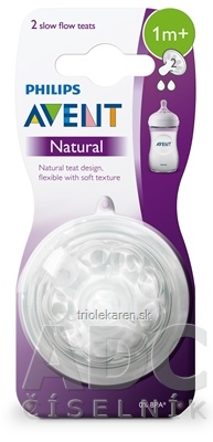 AVENT Cumlík na fľašu Natural č.2 1m+, silikónový extra mäkký, pomalý prietok, 1x2 ks