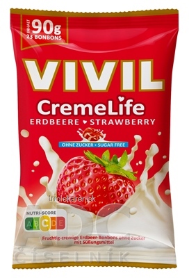 VIVIL BONBONS CremeLife STRAWBERRY drops so smot. jahodovou príchuťou bez cukru 90 g