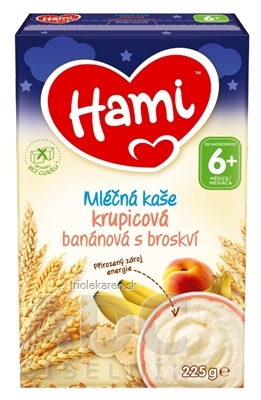 Hami mliečna kaša krupicová banánová s broskyňou od ukonč. 6. mesiaca 225 g