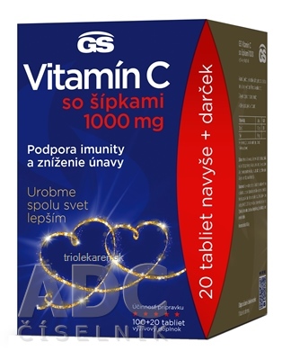 GS Vitamín C 1000 so šípkami darček 2022 tbl 100+20 navyše (120 ks)