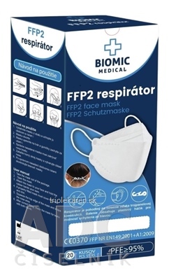 BIOMIC Respirátor FFP2, 3-panelový pudrovo ružový 1x20 ks