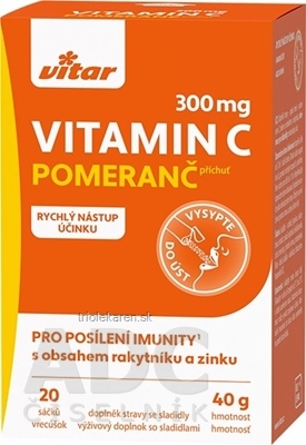 VITAR vitamín C 300 mg + rakytník + zinok vrecúška s príchuťou pomaranč 20 ks