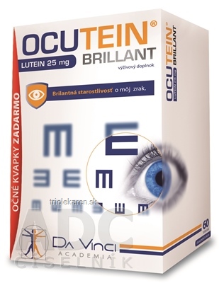 OCUTEIN BRILLANT Luteín 25 mg DA VINCI kapsuly 60 ks očné kvapky Sensitive 15 ml 1 set