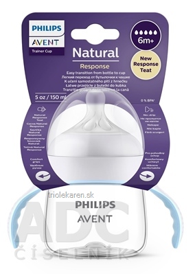 AVENT FĽAŠA-POHÁR Natural Response 150 ml na učenie, s držadlami, cumlík (6m+) 1x1 ks