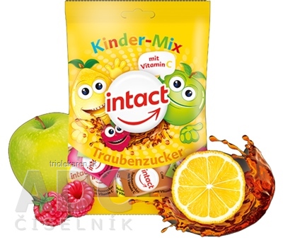 INTACT HROZNOVÝ CUKOR Kinder Mix pastilky vrecko s vitamínom C 75 g