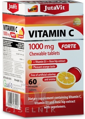 JutaVit Vitamín C 1000 mg FORTE žuvacie tablety s príchuťou pomaranča 60 ks