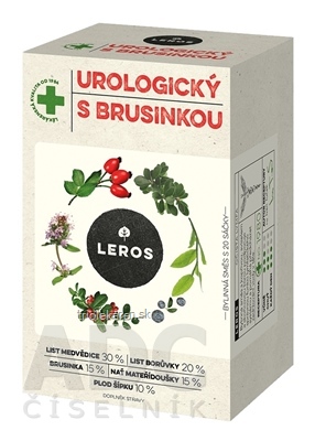 LEROS UROLOGICKÝ ČAJ S BRUSNICOU bylinná čajová zmes, nálevové vrecká 20x1,5 g (30 g)