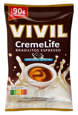 VIVIL BONBONS CremeLife BRASILITOS ESPRESSO drops s kávovo smot. príchuťou bez cukru 90 g