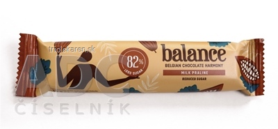 BALANCE MLIEČNA ČOKOLÁDA PRALINE belgická, so sladidlom zo stévie 1x35 g