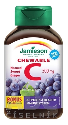 JAMIESON VITAMÍN C 500 mg hrozno tbl na cmúľanie, 100+20 zadarmo (120 ks)