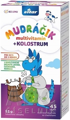 VITAR MUDRÁČIK multivitamín + KOLOSTRUM tbl, zmes 3 príchutí 1x45 ks