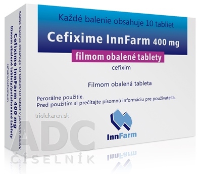 Cefixime InnFarm 400 mg tbl flm (blis.PVC/PVDC/Al) 1x10 ks