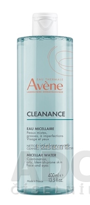 AVENE CLEANANCE MICELÁRNA VODA mastná pleť a so sklonom k nedokonalostiam 400 ml