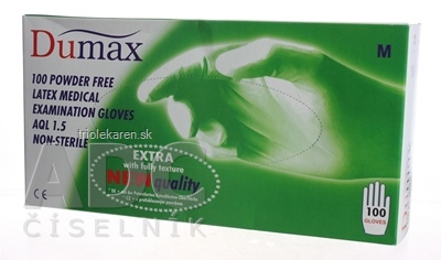 DUMAX RUKAVICE latexové  vyšetrovacie nesterilné bez púdru, veľkosť M; 1x100 ks