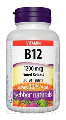 Webber Naturals Vitamín B12 1200 mcg tbl s postupným uvoľňovaním 1x80 ks