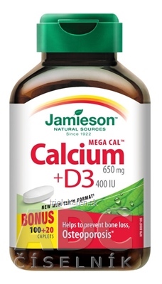 JAMIESON MEGA CAL VÁPNIK + VITAMIN D3 tablety 120 ks