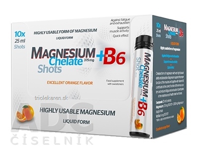 MAGNESIUM Chelate + B6 orange SALUTEM ampulky na pitie s pomarančovou príchuťou 10x25 ml (