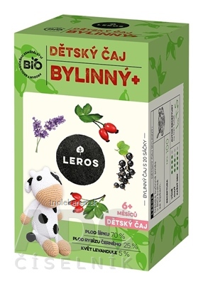 LEROS BIO DETSKÝ ČAJ BYLINNÝ+ nálevové vrecká (od 6+ mesiacov) (inov. 2021) 20x2 g (40 g)