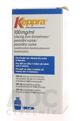 Keppra 100 mg/ml sol por (fľ.skl.+1 ml per.kal.striek.PP/PE) 1x150 ml