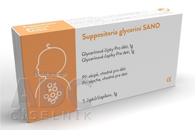 Suppositoria Glycerini SANO Pre deti 1g glycerínové čapíky 5 ks