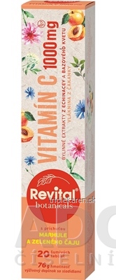 Revital Botanicals VITAMÍN C 1000 mg šumivé tablety príchuť marhuľa zelený čaj 20 ks