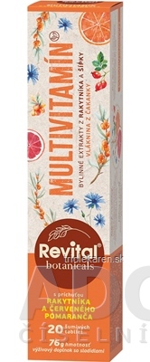 Revital Botanicals MULTIVITAMÍN šumivé tablety príchuť rakytníka červený pomaranč 20 ks