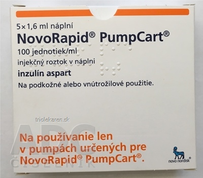 NovoRapid PumpCart 100 jednotiek/ml Injekčný roztok 1,6 ml/160 U 5 x 1,6 ml