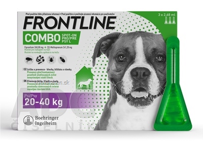 FRONTLINE COMBO SPOT-ON PRE PSY L roztok proti parazitom pipeta psy 20 - 40kg 3 x 2,6 ml