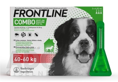 FRONTLINE COMBO SPOT-ON PRE PSY XL roztok proti parazit. pipeta psy 40 - 60 kg 3 x 4,02 ml