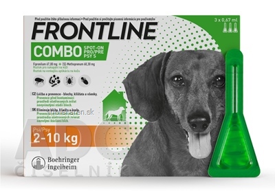 FRONTLINE COMBO SPOT-ON PRE PSY S roztok proti parazitom pipeta psy 2 - 10 kg 3 x 0,67 ml