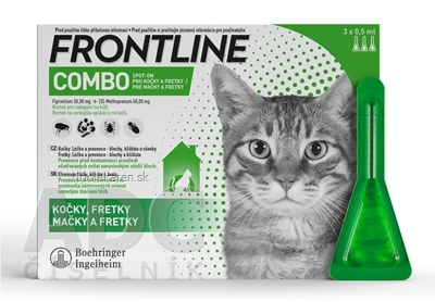 FRONTLINE COMBO SPOT-ON PRE MAČKY A FRETKY roztok proti parazitom pipeta 3 x 0,5 ml