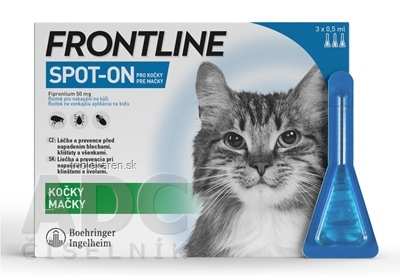 FRONTLINE SPOT-ON PRE MAČKY roztok proti parazitom pipeta 3 x 0,5 ml