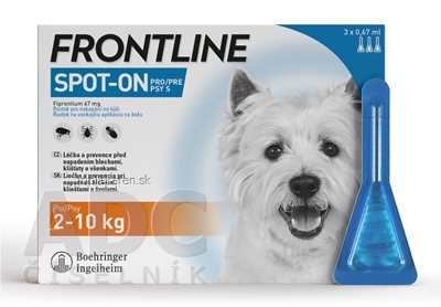 FRONTLINE SPOT-ON PRE PSY S roztok proti parazitom pipeta psy 2 - 10 kg 3 x 0,67 ml