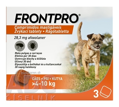 FRONTPRO 28 mg žuvacie tablety pre psy 4 - 10 kg 3 ks