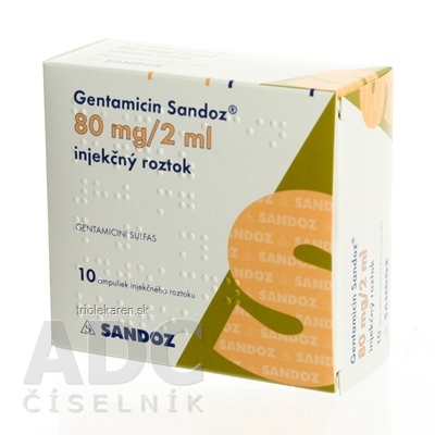 Gentamicin Sandoz 80 mg/2 ml injekčný roztok sol inj (ampulka sklenená) 10x2 ml