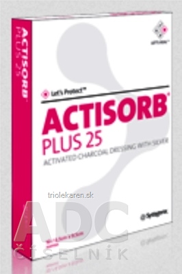 ACTISORB PLUS 25 obväz s aktívnym uhlím a striebrom (19,0x10,5 cm) 1x10 ks