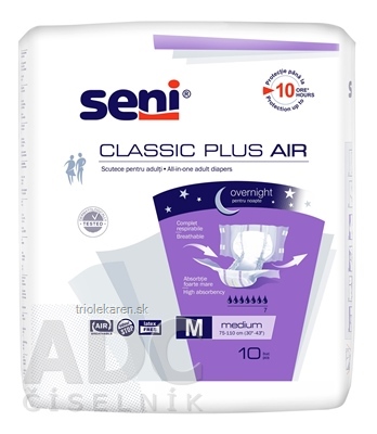 Seni CLASSIC PLUS AIR Medium M plienkové nohavičky obvod 75-110 cm savosť 2800 ml 10 ks