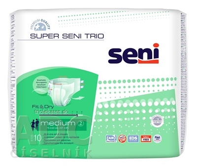 SUPER SENI TRIO Medium plienkové nohavičky (savosť 3000 ml, pás 75-100 cm) 1x10 ks