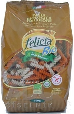 BIO ryžové cestoviny Felicia FUSILLI TRICOLORE 1x500 g