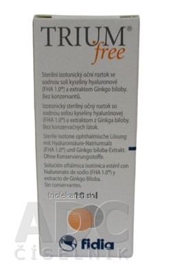 TRIUM free očné kvapky s obsahom kyseliny hyaluronóvej a extraktu z Ginko biloby 10 ml