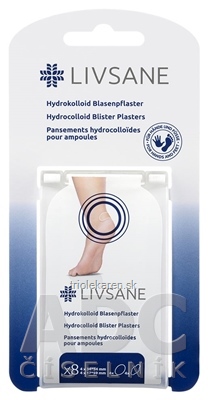 LIVSANE Hydrokoloidné náplasti na pľuzgiere 2 veľkosti (35x54 mm, 17x59 mm) 1x8 ks