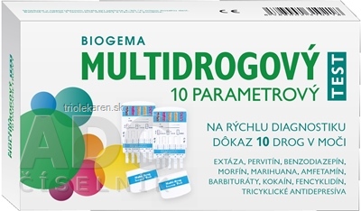 BIOGEMA MULTIDROGOVÝ TEST 10 PARAMETROVÝ na rýchlu diagnostiku 10 drog v moči 1x2 ks