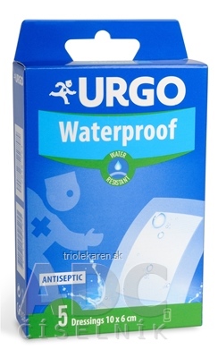 URGO Waterproof vodeodolná náplasť priehľadná, 10x6 cm, 1x5 ks