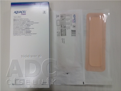 AQUACEL Foam Hydrofiber adhezívne penové krytie so silikónovým okrajom, 10x30 cm, 1x10 ks