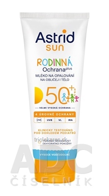 ASTRID SUN Rodinné mlieko na opaľovanie OF 50+ 1x250 ml